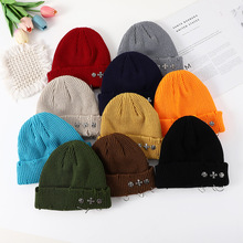 新款秋冬纯色保暖针织帽 韩版时尚针织毛线帽 户外运动防风腈纶帽