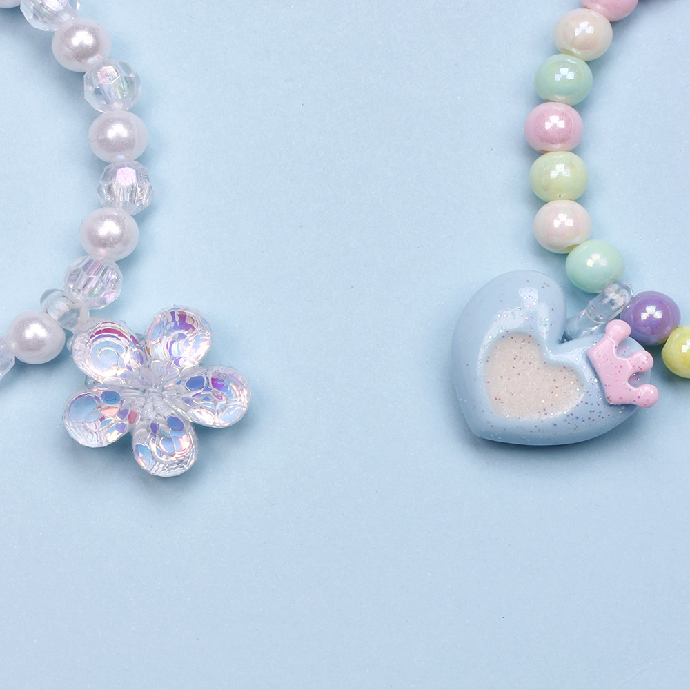 Cute Love Heart Shape Flower Resin Beaded No Inlaid Bracelets