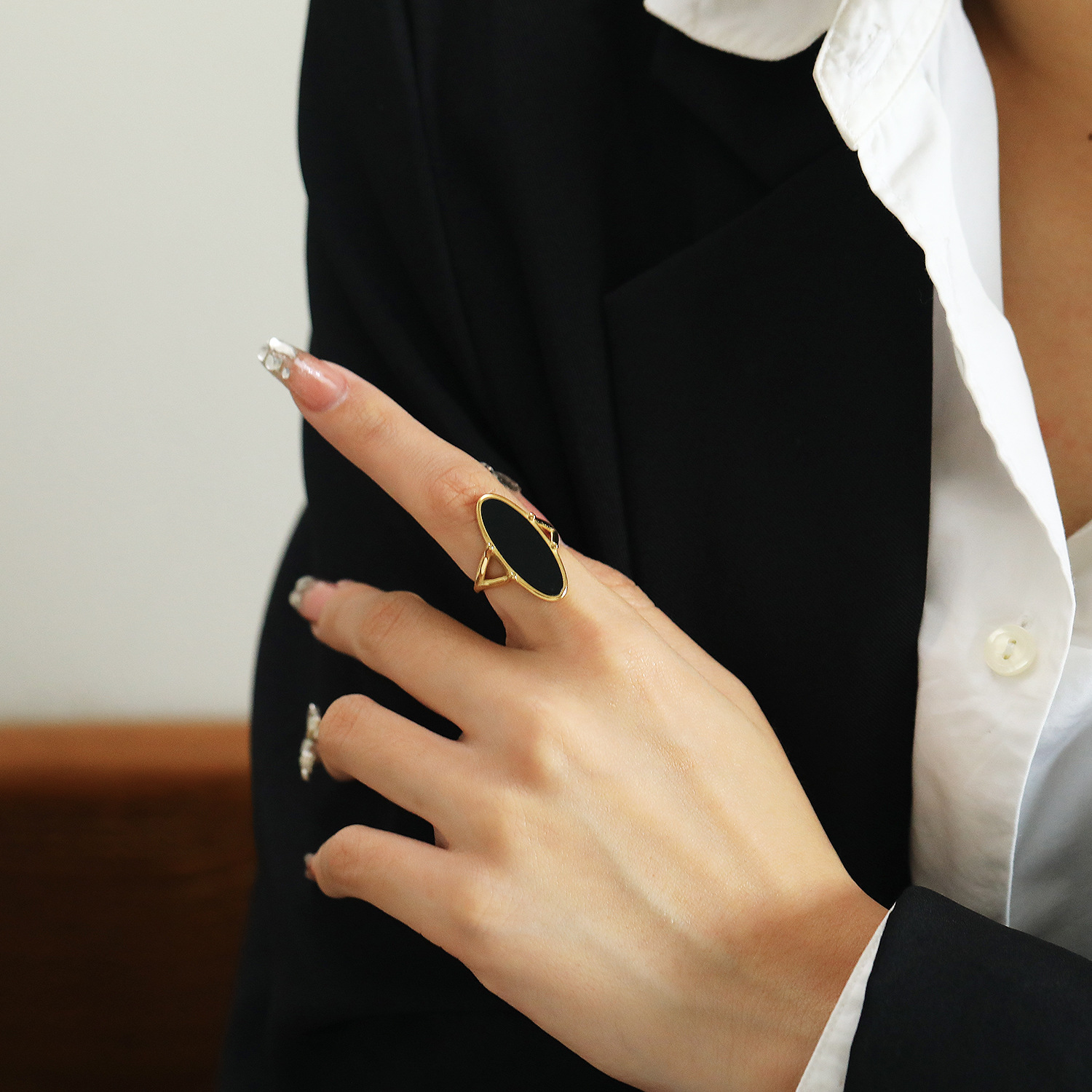 304 Stainless Steel Material Real Gold Plated Color Block 304 Stainless Steel Simple Style Classic Style Waterproof Non Tarnish Rings