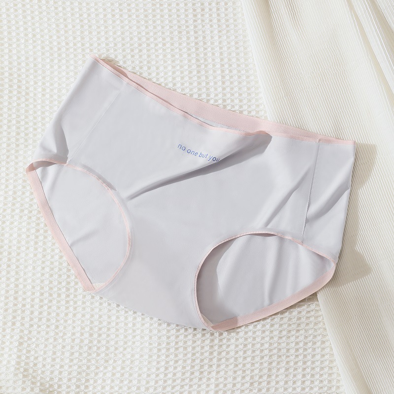 Ropa interior de seda de hielo de verano de las mujeres delgada de algodón puro transpirable entrepierna sin costuras de cintura media triángulo pantalones cortos cabeza estilo deportivo ropa interior de niña