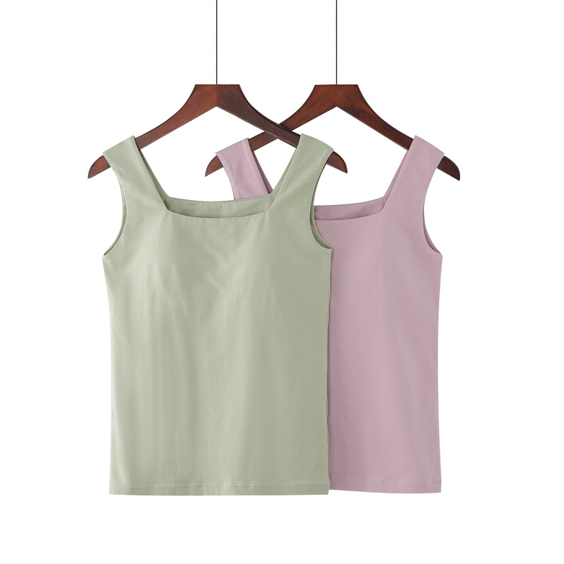 175g Weight Cotton, Spandex, Modal Fabric Type Long Top Length Vest Tops Type Vest Bra Style Holiday, Daily Occasion Square Neck Neckline Slim Fit Type Solid Color Pattern Summer, Spring Season Women's Gender Casual Style Wholesale Women's Casual Solid Color Tank Tops 19