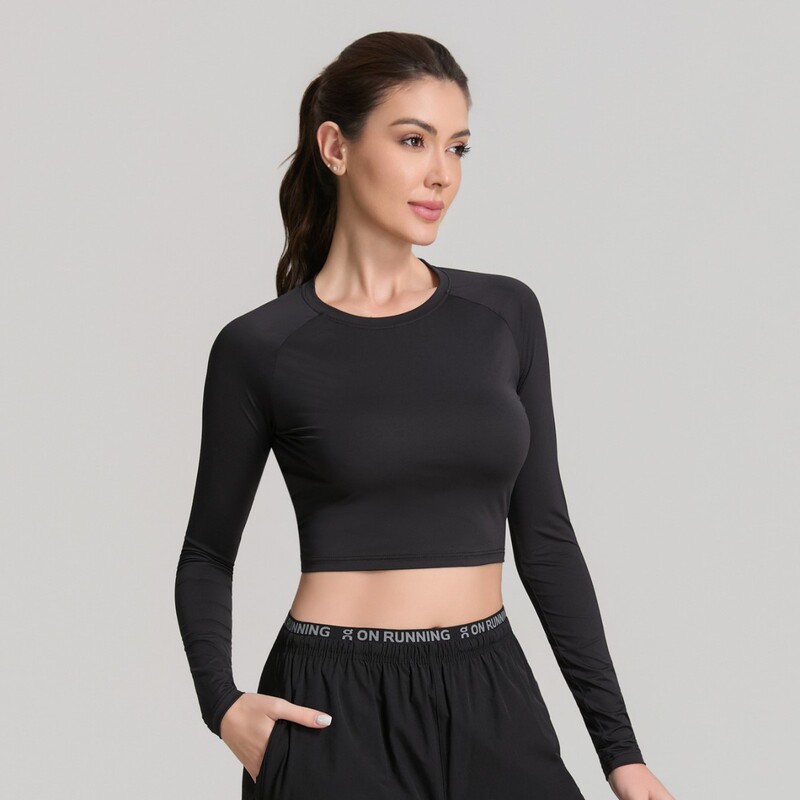 Sports Yoga Tops for Women, European and American Style Running Short Crop Tops, Gym Tights, Long-Sleeved T-Shirts, Stretchy Yoga Clothes Sports Yoga Tops for Women, European and American Style Running Short Crop Tops, Gym Tights, Long-Sleeved T-Shirts, Stretchy Yoga Clothes