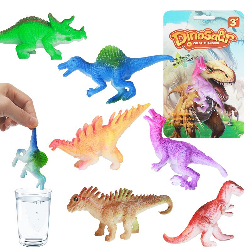 Cross-Border New Color-Changing Dinosaur Animal Model Soft Rubber Biological Animal Simulation Creative Temperature-Changing Super Popular Children's Toy