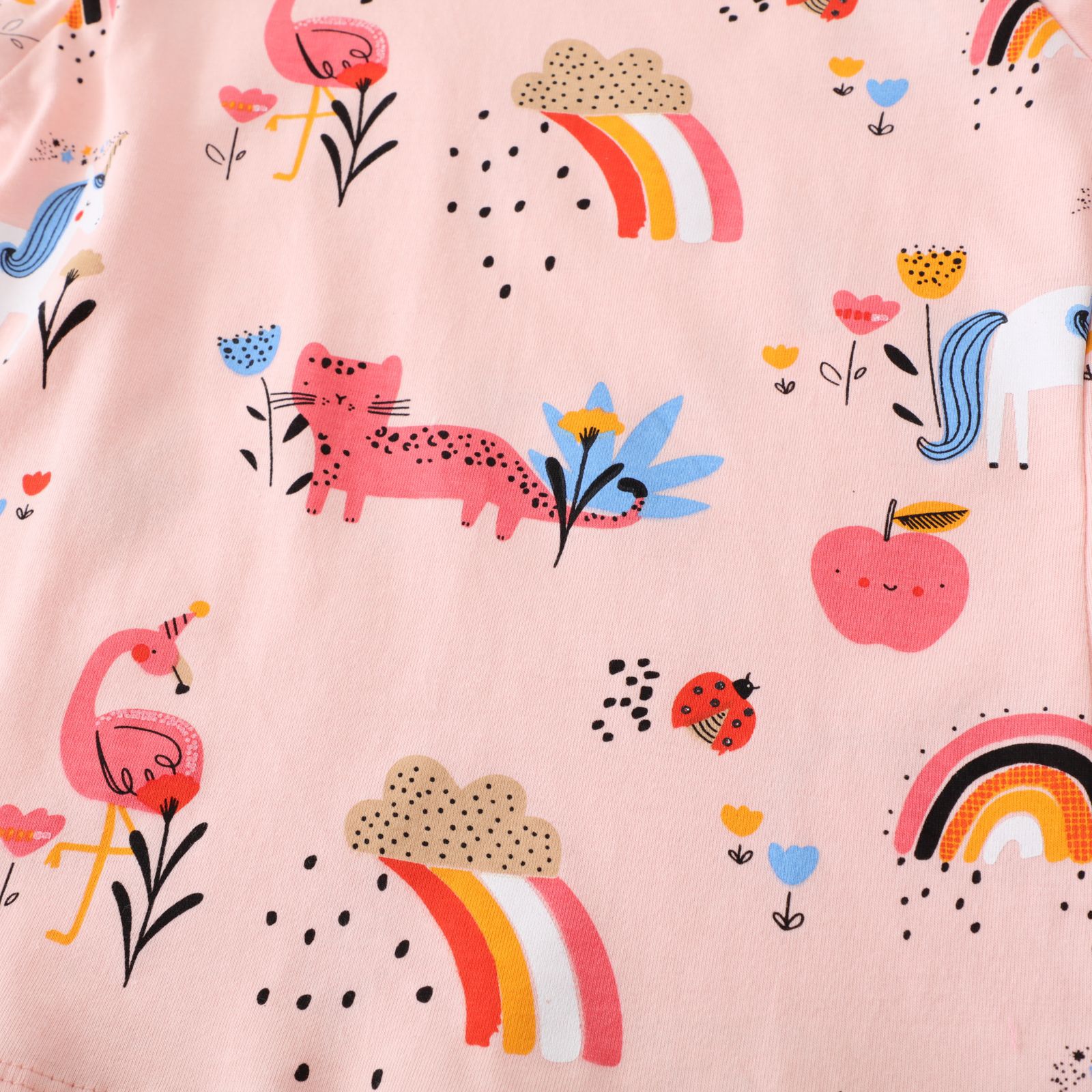 Fashion Cartoon Rainbow Flamingo Cotton T-shirts & Blouses display picture 5