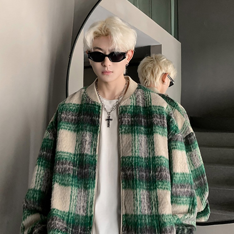 Cleanfit marca de moda americano retro a cuadros camisa de lana chaqueta pequeña fragancia chaqueta pareja moda hombres de moda