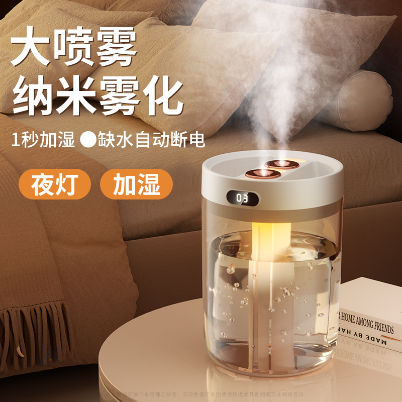 家用大容量加湿器USB双喷雾家用宿舍办公室卧室桌面带小夜灯|undefined
