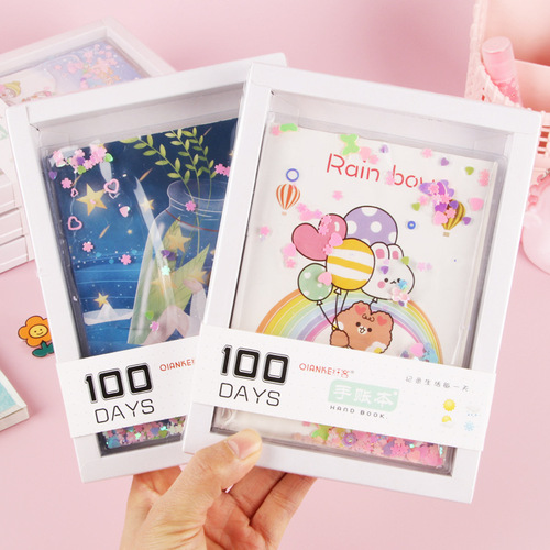 Cute girl heart ledger creative oil quicksand diary small fresh hand ledger cartoon student notebook