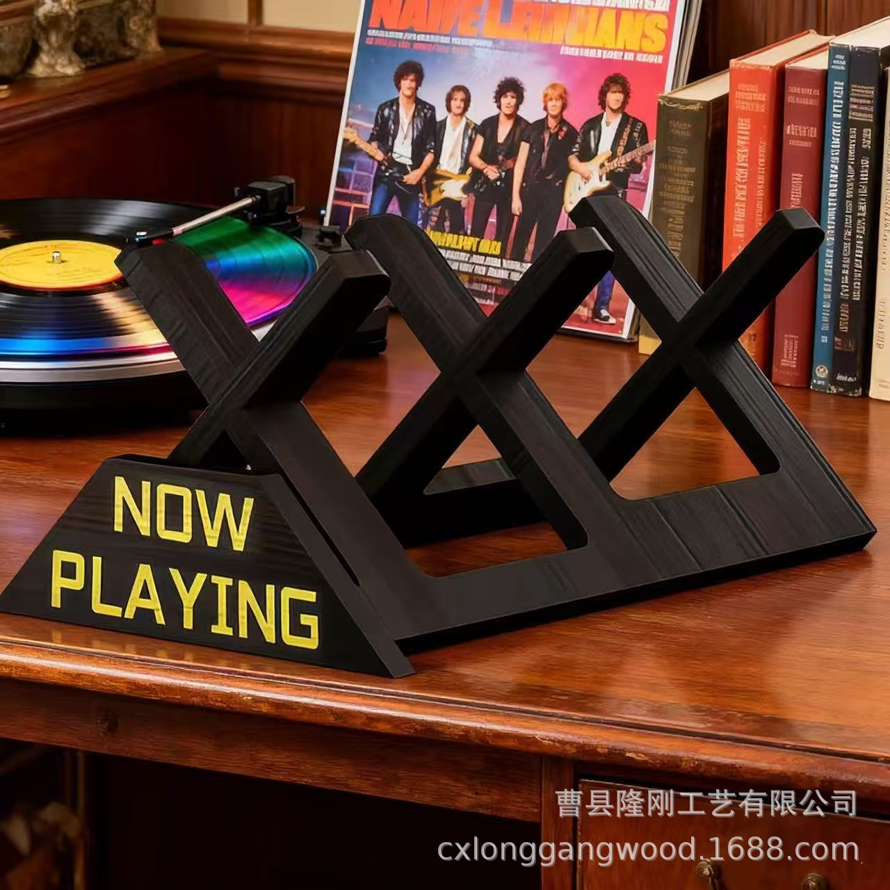木质黑胶唱片架桌面专辑杂志分隔收纳架办公桌文件资料架实木CD架