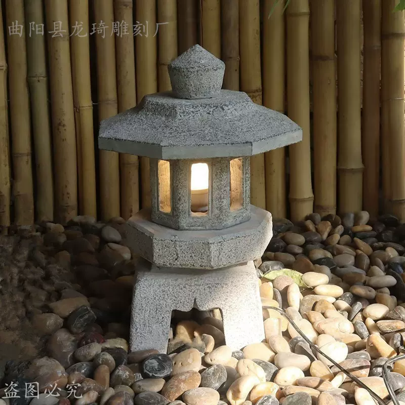 石灯笼中式造景青石仿古石雕宫灯石头庭院草坪灯日式庭院装饰摆件