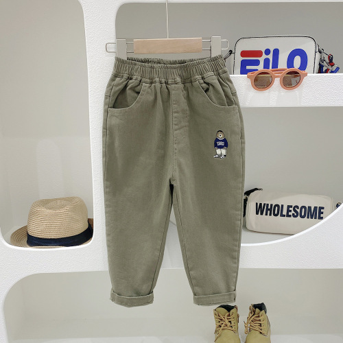 Boys' cartoon casual trousers 2024 spring new style medium and large children's spring clothing trendy boys' Korean style trousers