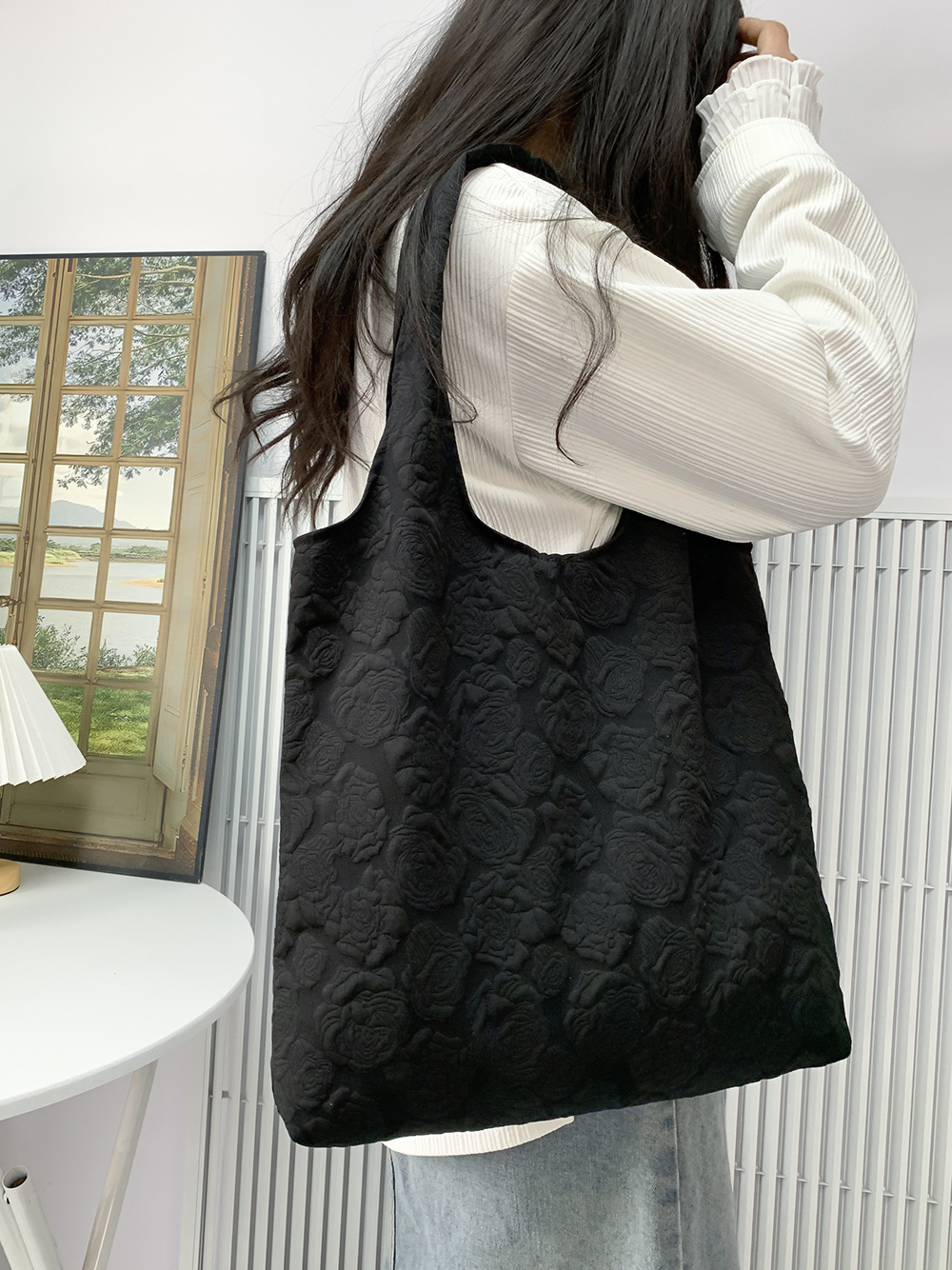 Bolso de lona diseño sentido verano nuevo bolso simple flor de hada bolso de hombro de encaje bolso de mano arte