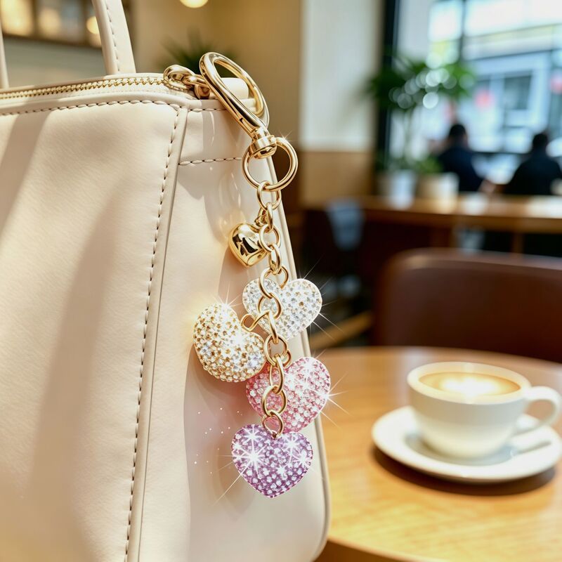 Cross-border bestseller: High-end diamond-encrusted heart-shaped crystal keychain, full of sparkling diamonds, a luxurious accessory for couples' bags Cross-border bestseller: High-end diamond-encrusted heart-shaped crystal keychain, full of sparkling diamonds, a luxurious accessory for couples' bags