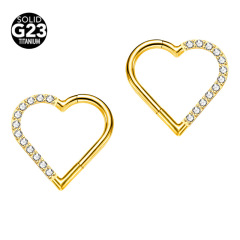 Cross-border g23 titanium love-shaped nose ring cochlear nails European and American personalized human body piercing nose ornaments seamless earrings