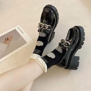 Student's Thick Sole High Heel College Style Mary Jane jk Small Leather Shoes Women's 2022 New Korean Style Chain British Style Shoes