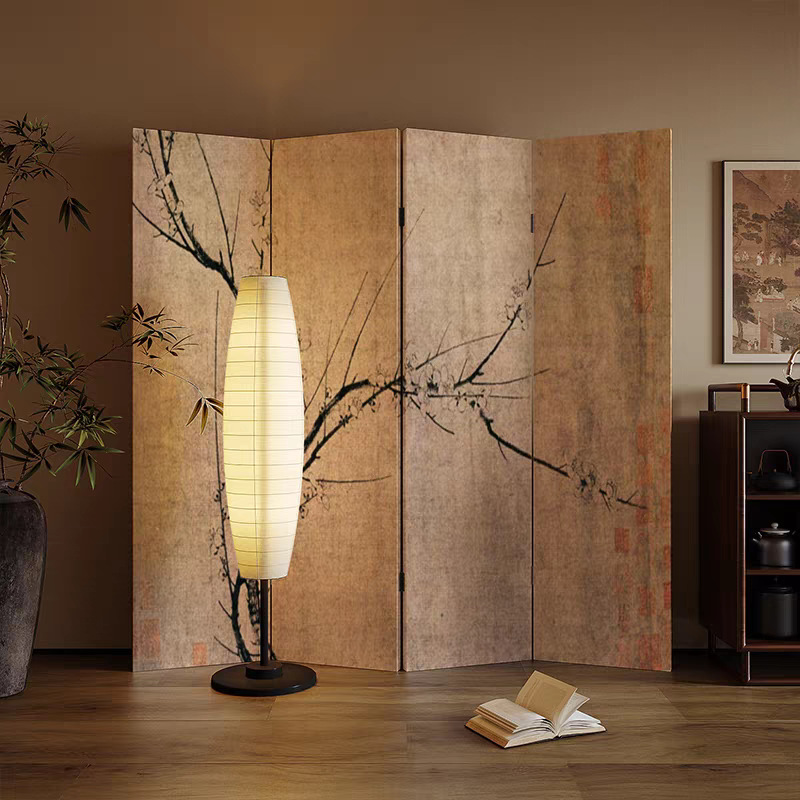 Folding Screen Mobile New Chinese Classical Wabi-Sabi Solid Wood Office Partition Living Room Plum Blossom Bedroom Partition Hotel