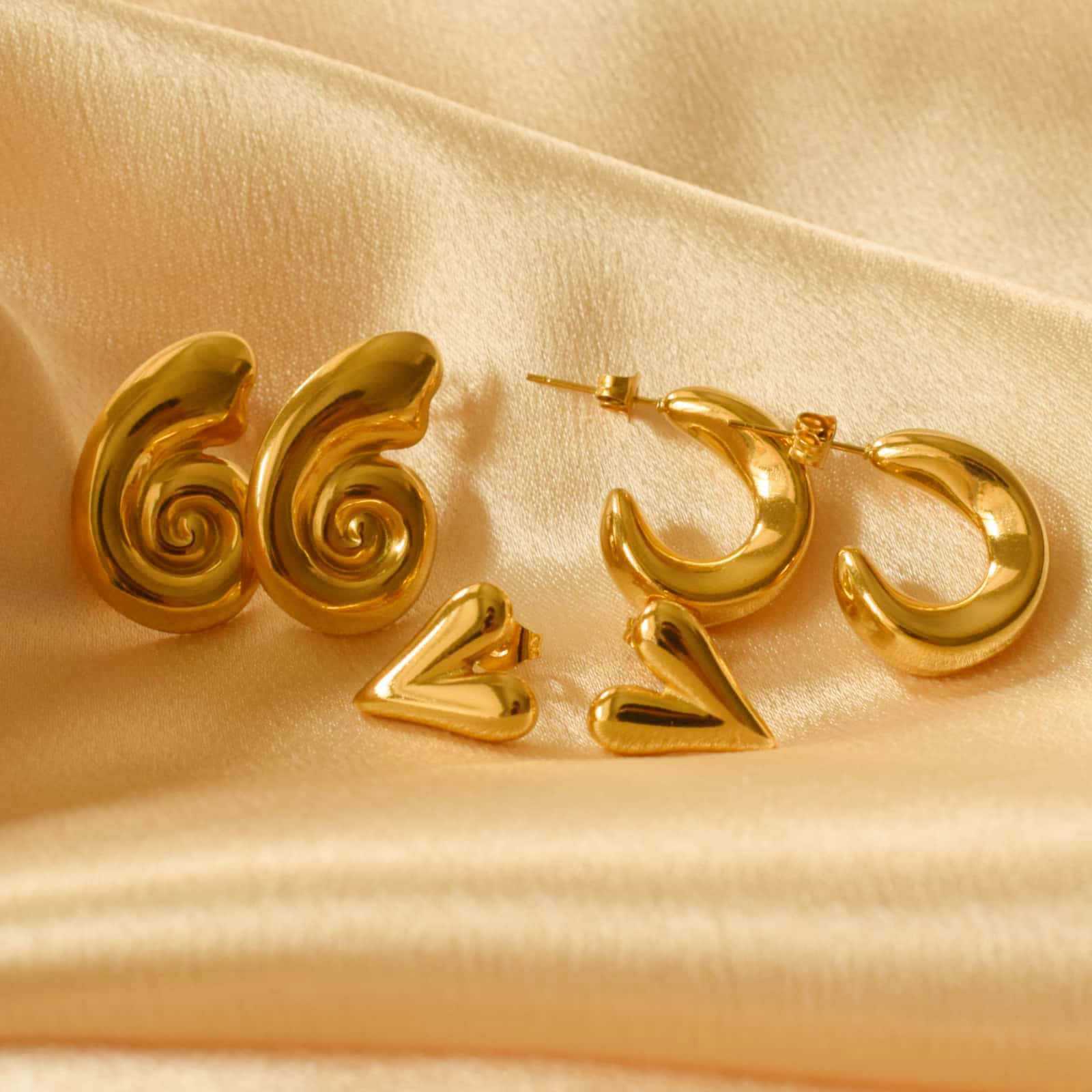 Conch, Heart Shape Pattern Women's Gender Plating Design 1 Pair Casual Elegant Lady Conch Heart Shape Plating 304 Stainless Steel Earrings