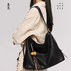 【徐宜陽と同じスタイル】Zhijianyipie ホーボーバッグ ミディアムサイズ 多用途 1層 カーフスキン ショルダー ブラック サマートート レディース