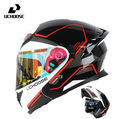 Motorcycle Safety Supplies – Suitable for All Seasons - red-on-aurora-red-comes-with-transparent-mirror-bluetooth-headset-m