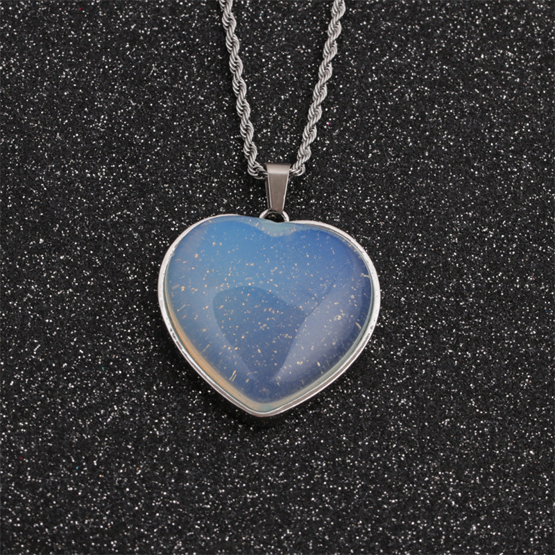 tiger eye stone heart shape pendant fashion necklace wholesale jewelry Nihaojewelry