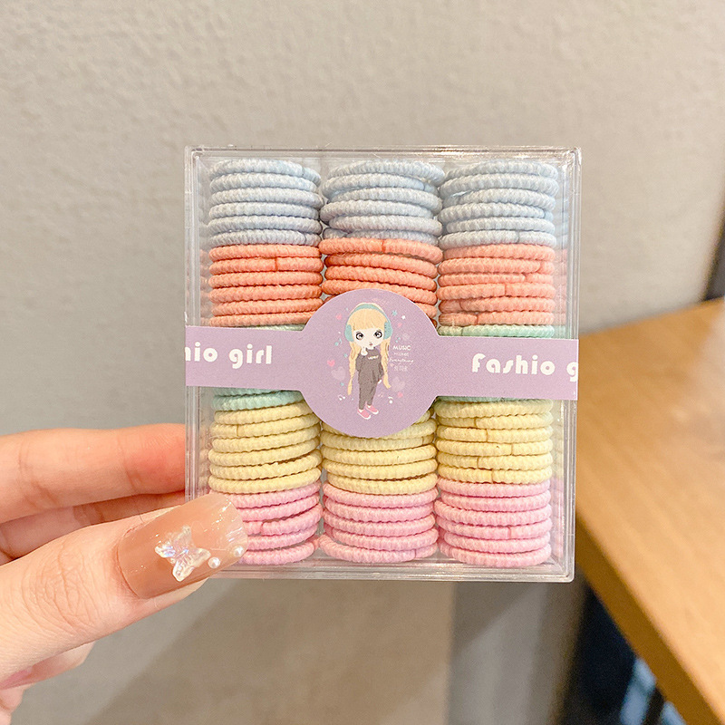 Anillo de cabello de color caramelo para niños no daña correa de cabello bebé cuerda de cabello niñas lindas cubiertas de cabello de cuero de pimples