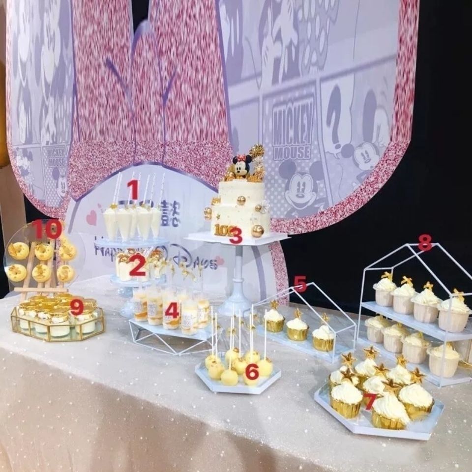 Estilo europeo blanco postre Mesa decoración pastel de boda bandeja soporte de exhibición té de la tarde Merienda stand comida fría té mesa de descanso image 18