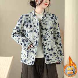 有现货中国风老布禅意加棉加厚棉衣外套女冬季汉服棉麻棉袄上衣