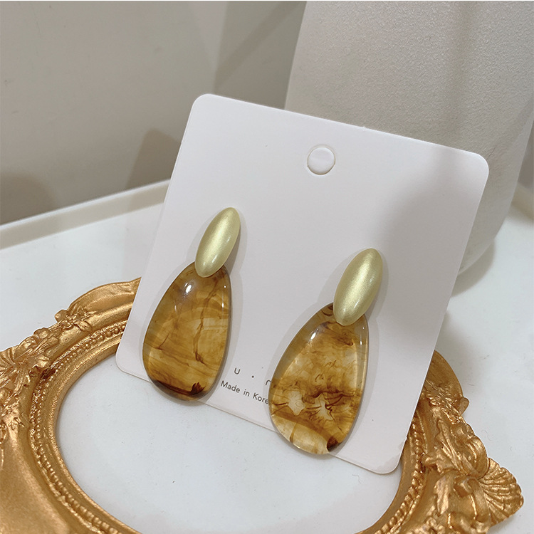 Wholesale Jewelry Retro Marble Resin Drop Earrings display picture 5