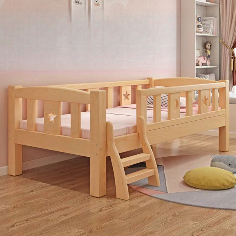 Solid Wood Children's Bed Movable Bedside Small Apartment Rental Boy Baby Large Bed Thickened Princess Bed with Guardrails