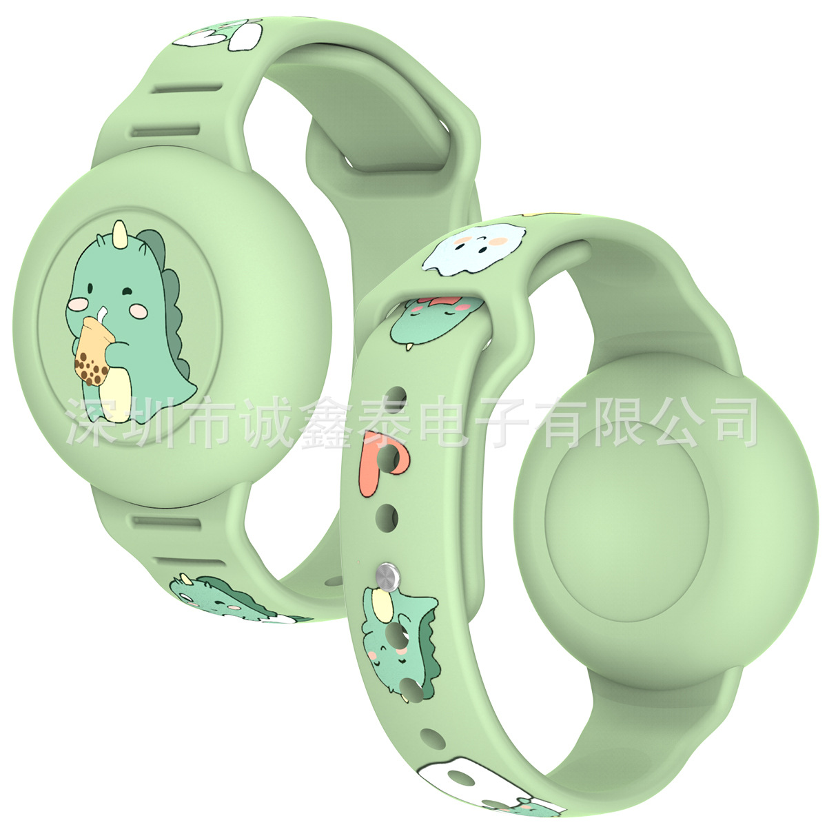 Funda protectora de silicona con estampado de dibujos animados para Apple Airtag, localizador con correa, dispositivo antipérdida, pulsera para niños