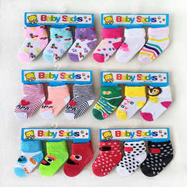 亚马逊bb袜批发卡通可爱女童袜子反口新生儿袜透气吸汗精梳棉短袜