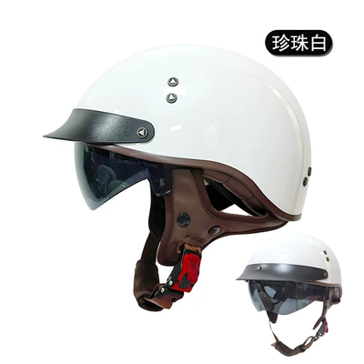Motosiklet kaskı (dəbilqə) – Helmet Retro Helmet Men's Summer - pearl-white-f02-with-black-film-m