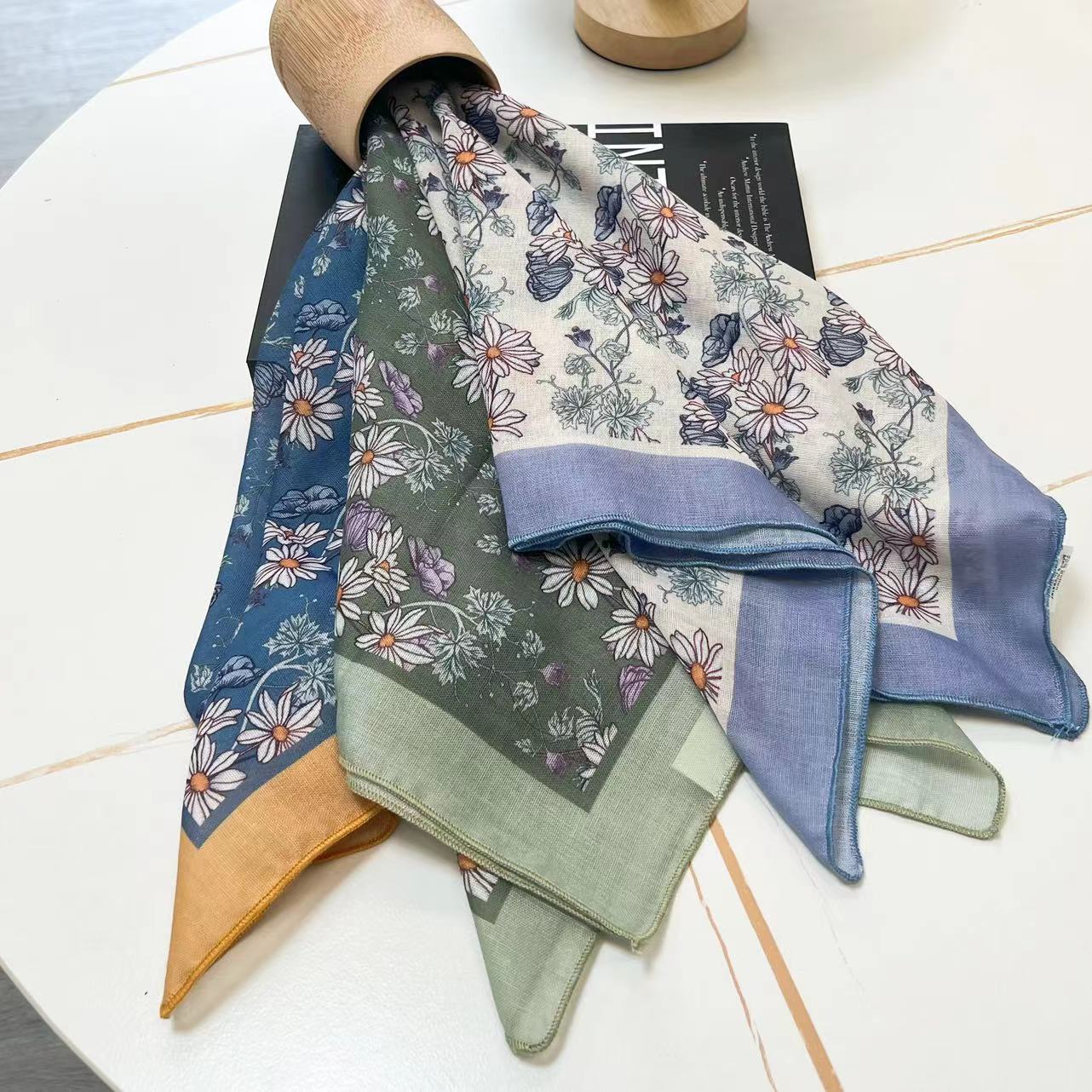 60g Weight Kerchief Classification Daily Occasion cotton and linen Material Flower Pattern Summer Season Women's Gender IG Style Style Women's IG Style Flower Cotton And Linen Kerchief 87