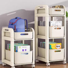 书包置物架家用多层桌边学生放包滑轮书架可移动小推车书本收纳架