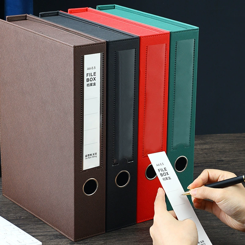 Кожаная коробка для файлов, коробка для хранения большой емкости, коробка для файлов из ПВХ, высококачественная износостойкая и прочная коробка для финансовых квитанций, доступная для оптовой продажи