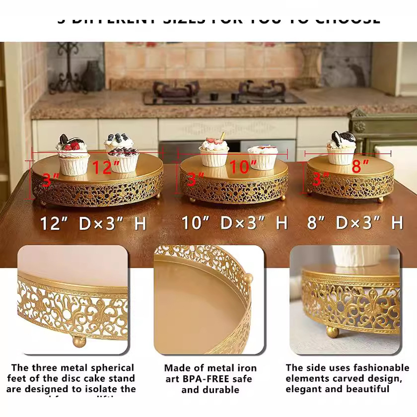 Iron Art European Golden Salto Cake Rack Decoración de fiesta de cumpleaños Rack de postre Productos de metal