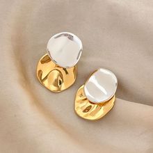 不规则金银撞色耳钉轻奢复古高级感简约小众设计感时尚气质耳饰女