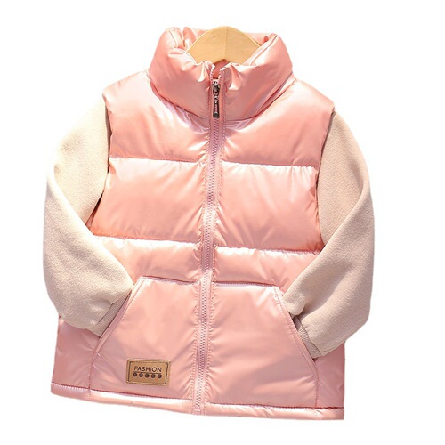 Children's Clothing  New Children's Down Cotton Vest Stand Collar Vest Baby External Wear Cotton Vest Thick Protection Washable Waistcoat