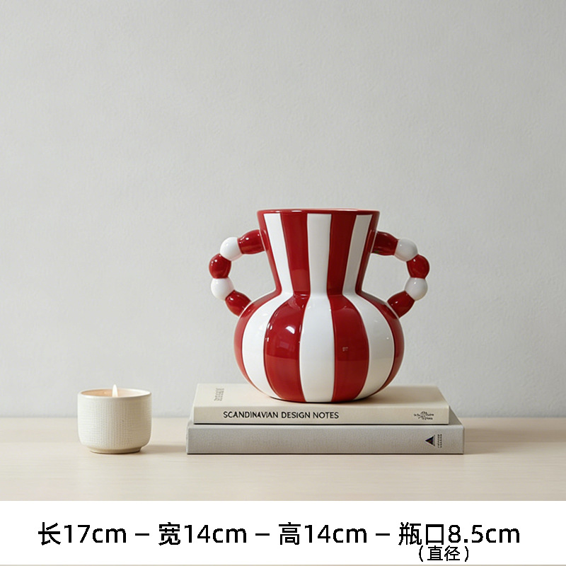 Vaso de rayas de orejas - rojo