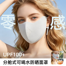 防晒口罩半脸女防紫外线可喝水骑行面罩冰丝可调节透气夏季遮阳男