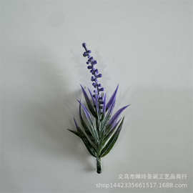 跨境热卖款普罗旺斯紫色薰衣草仿真花地插户外装饰花束挂白霜小草