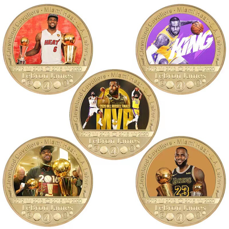 NBA Star LeBron James Commemorative Coin Gold Coin Gold Plated Die-Cast Badge Collection Medal Commemorative Coin