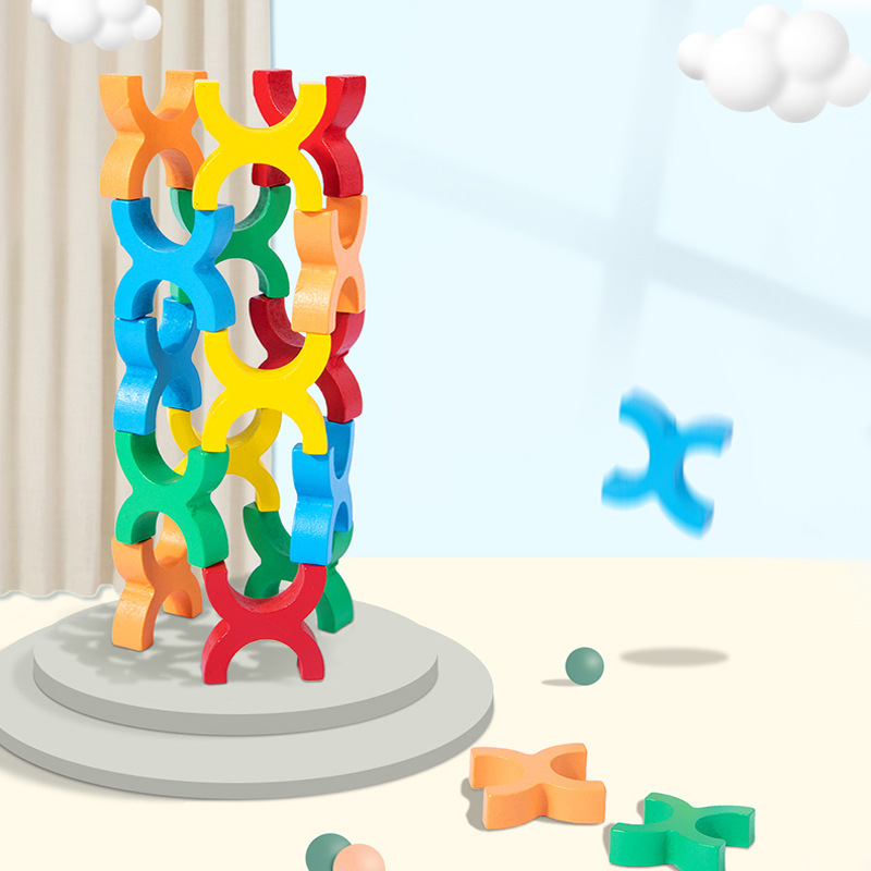 Juguetes de madera para niños de educación temprana Puzzle juego de equilibrio de pila de bloques altos interactivos personales Juguetes de puzzle divertidos