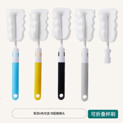 カップブラシ哺乳瓶ブラシ子供コップ水筒洗浄ブラシ家庭用取り外し可能な長い柄スポンジブラシ交換ヘッド卸売り