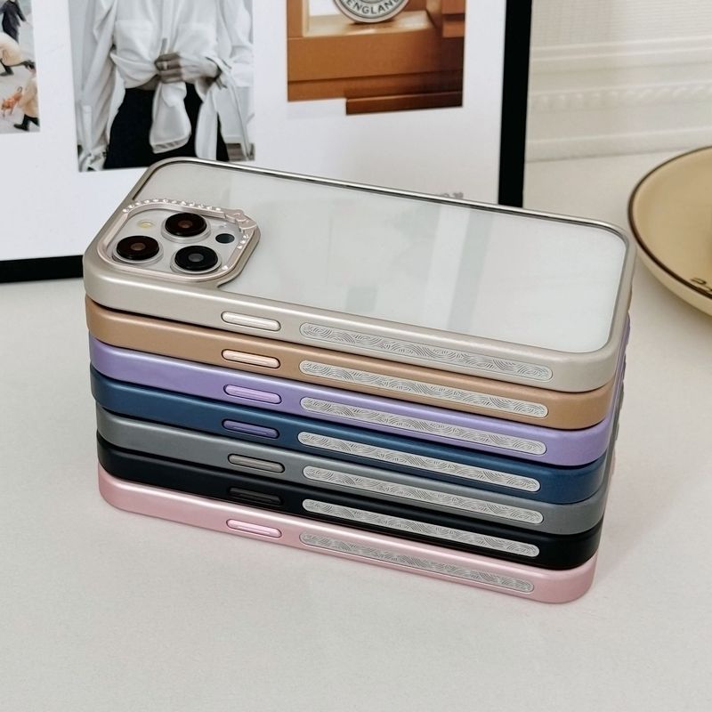 适用iPhone17promax肤感细圈透明手机壳苹果16蝴蝶结镶钻镜头保护|undefined