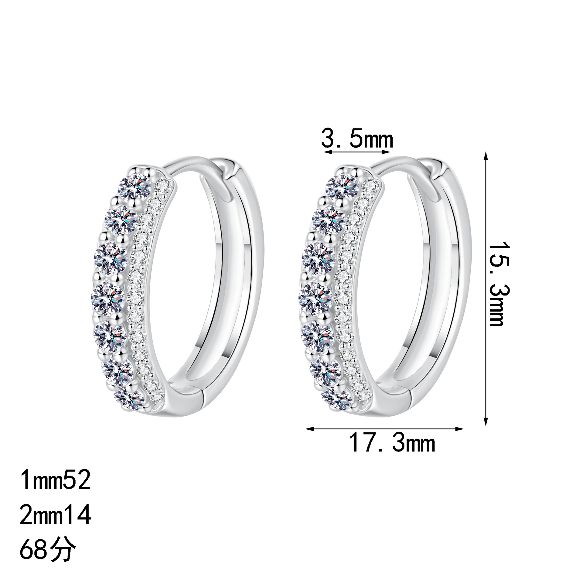 Orecchini a cerchio in moissanite colore d argento sterling donna_voghion.com