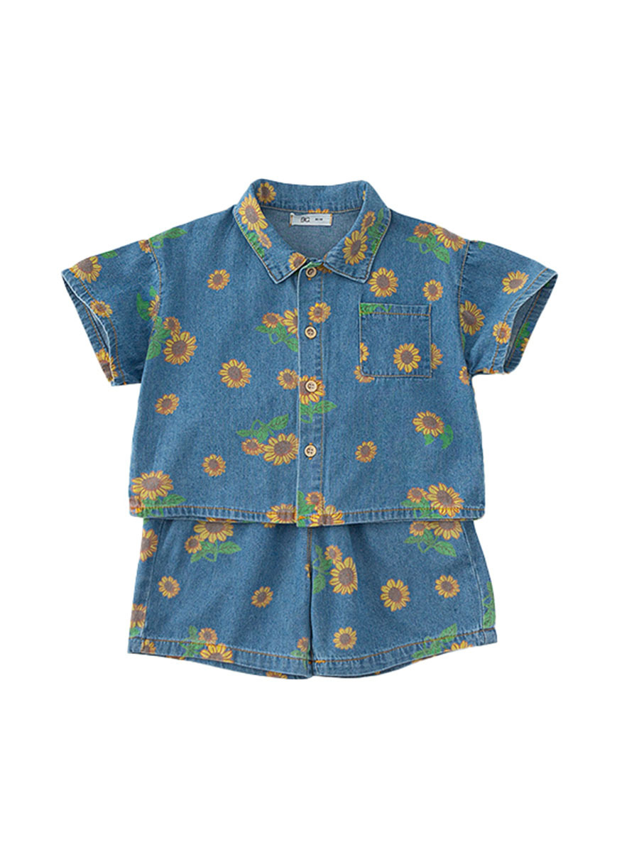 Ropa Infantil Youbao, Conjunto de Dos Piezas de Pantalones Cortos de Verano 2026 para Niños, Traje de Mezclilla para Niñas, Ropa Moderna para Niños Pequeños image 7