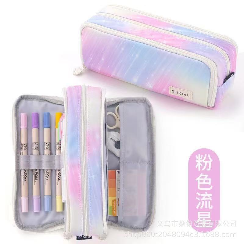 Estuche para lápices japonés de gran capacidad de alto valor Bolso de papelería de lona simple coreano para estudiantes de secundaria para niños y niñas Estuche para lápices lindo