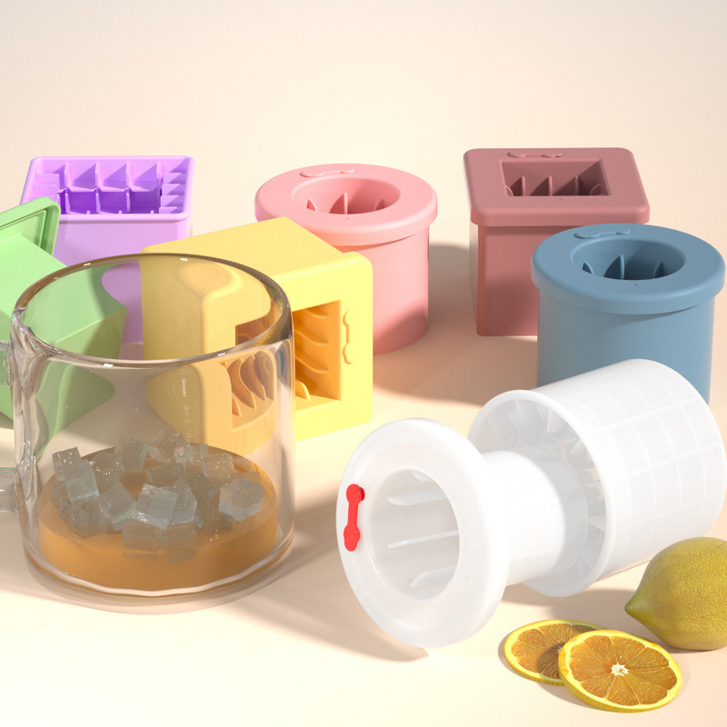 60/80 Grids Optional Cylindrical Cube Silicone Ice Tray Mini Ice Cube Making Artifact with Lid Simple Operation