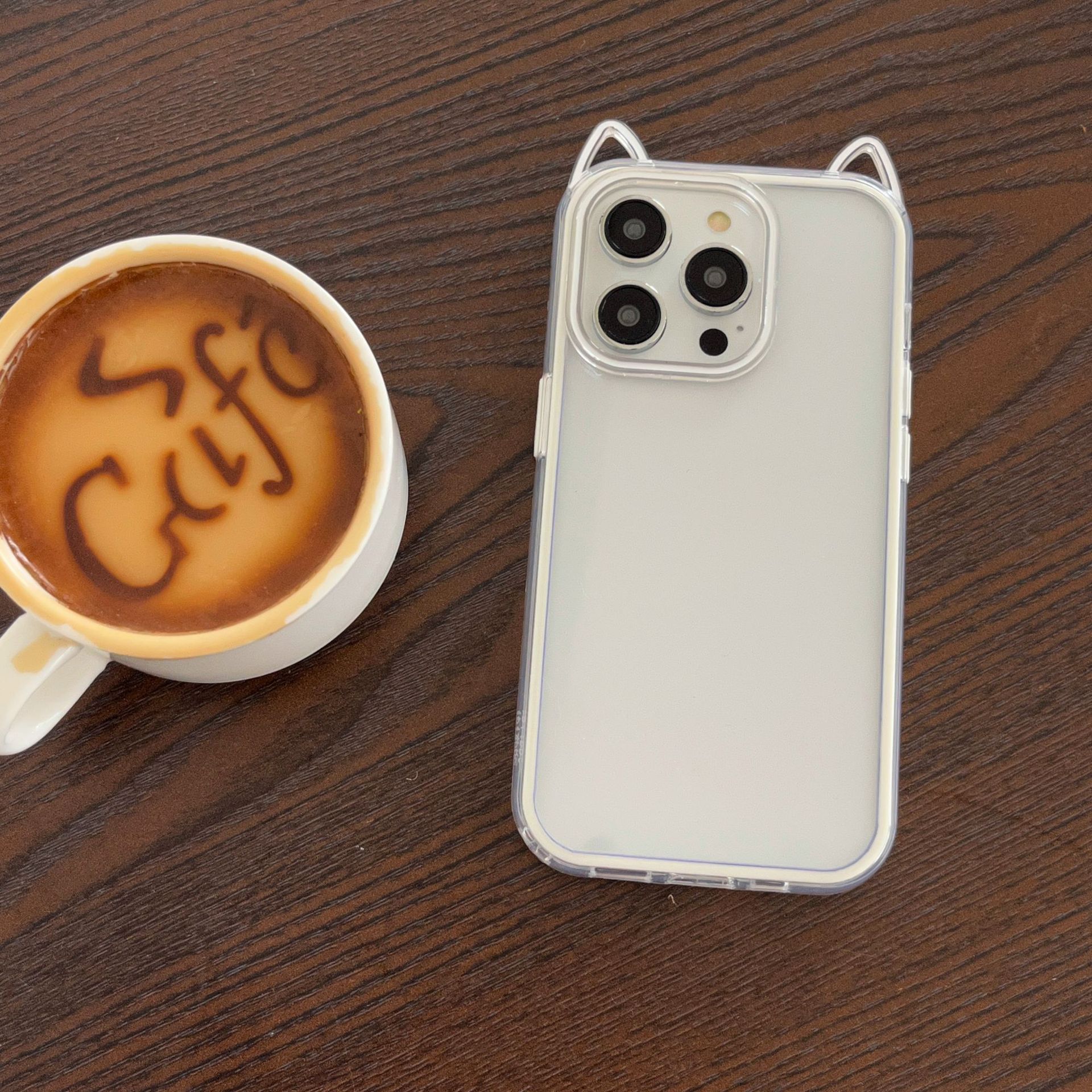 Simple dopamina estereoscópica oreja de gato para Apple 16PorMax funda para teléfono 15Pro pareja 14/13 nuevo 15PM