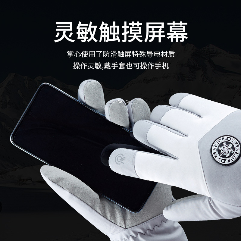 Winter ski gloves for men and women outdoor warm windproof waterproof touch screen plus velvet padded lovers riding gloves wholesale